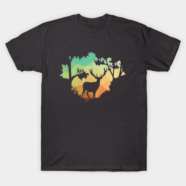 Watching Deer Silhouette in Nature T-Shirt by parazitgoodz